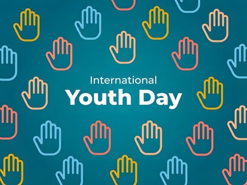 Pattern design featuring colorful hands for youth day