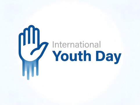 International youth day design with blue hand