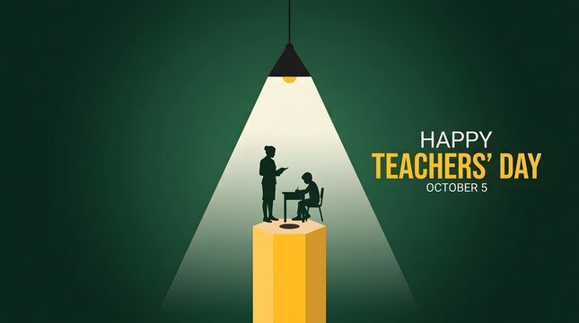 Silhouette of teacher and student for happy teachers day