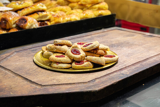 Traditional Argentina pepas with glossy quince jam filling