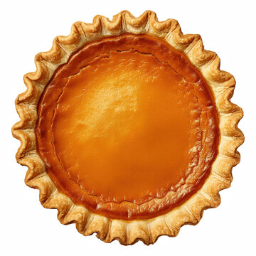 Realistic Whole Pumpkin Pie Top View Isolated on Transparent Background