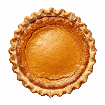 Realistic Whole Pumpkin Pie Top View Isolated on Transparent Background