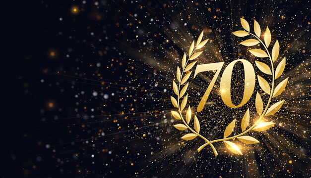 Gold 70th anniversary background 70周年記念や古希のお祝いにふさわしい金色の月桂冠背景イラスト