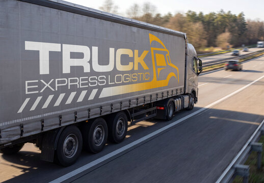 Mockup of Truck on Road 