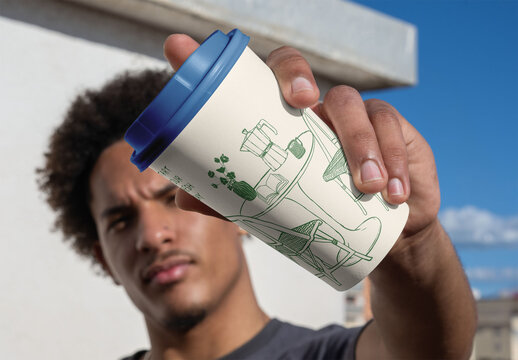 Mockup of Holding a Take Away Container