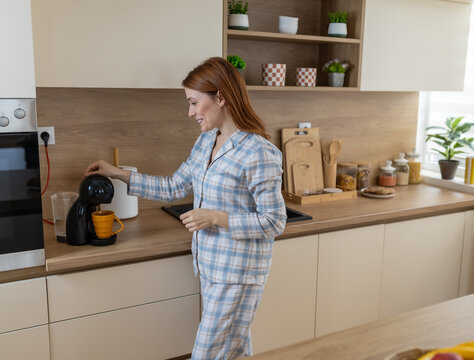 Morning coffee preparation in the kitchen