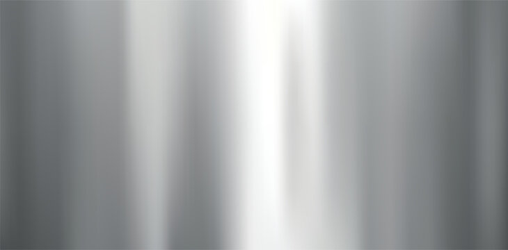 Realistic shiny silver metal gradient texture. Vector horizontal steel background.