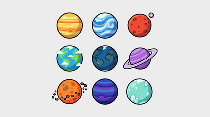 Cosmic celestial bodies and planet icons © Manuk