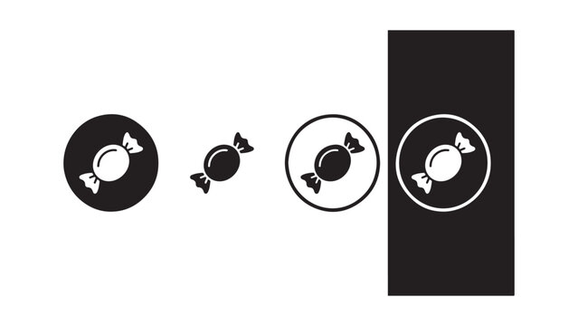 Minimalist Candy Icon Set in Circular and Rectangular Frames
