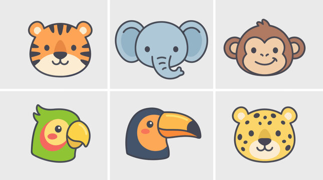 Cute animal faces collection