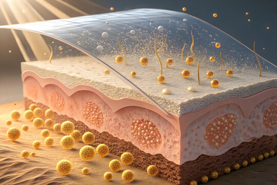 Scientific illustration of cosmetic procedure targeting skin dermis