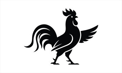 Fototapeta premium Funny Rooster Silhouette Vector Bundle, Cute Quirky Cartoon Chicken Clipart for T-Shirt Design, 