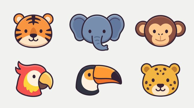 Cute animal faces collection