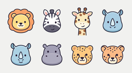 Cute animal faces safari collection © Lunox