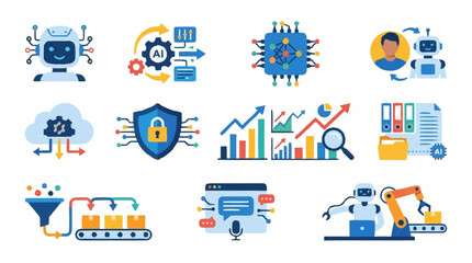 Fototapeta premium Colorful Technology and Business Icons Collection.