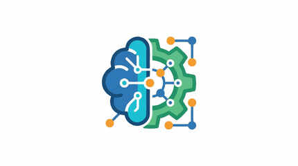 Fototapeta premium Colorful Brain and Circuit Board Icon Design.