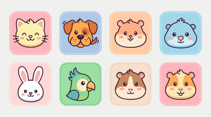 Cute animal icons set © Lunox