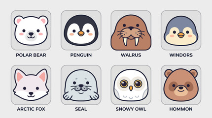 Cute arctic animal avatars collection © Lunox
