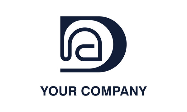 Modern Minimalist Monogram DA or AD Letter Logo Template