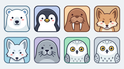 Cute arctic animal avatars collection © Leomord