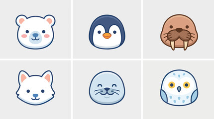 Cute arctic animal avatars collection © Leomord