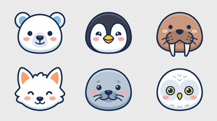 Cute arctic animal faces collection © Leomord