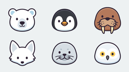Cute arctic animal faces collection © Leomord