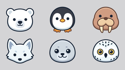 Cute arctic animal faces collection © Leomord