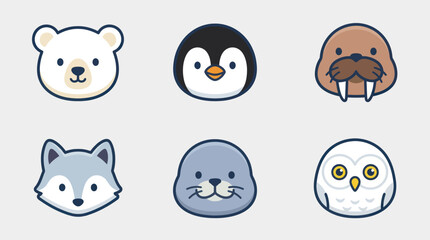 Cute arctic animal faces collection © Leomord