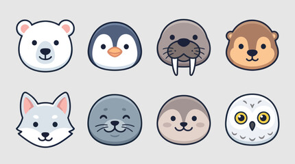 Cute arctic animal faces collection © Leomord