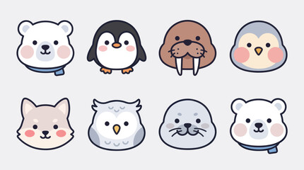 Cute arctic animal faces collection © Leomord