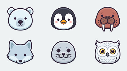 Cute arctic animal faces collection © Leomord