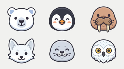 Cute arctic animal faces collection © Leomord