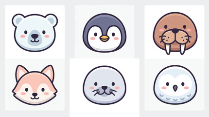 Cute arctic animal faces collection © Leomord
