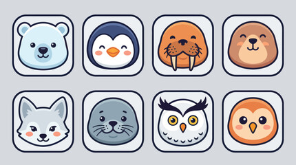 Cute arctic animal faces collection © Leomord