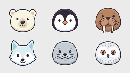 Cute arctic animal faces collection © Leomord