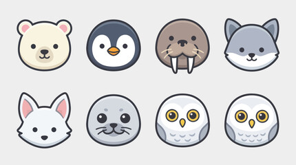 Cute arctic animal faces collection © Leomord