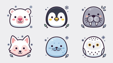 Cute arctic animal faces collection © Leomord
