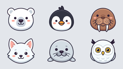 Cute arctic animal faces collection © Leomord
