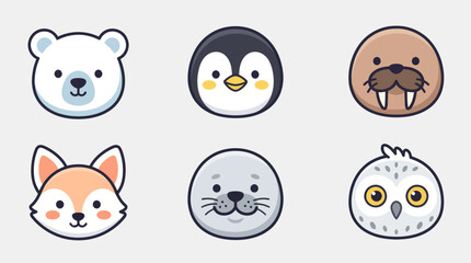 Cute arctic animal faces collection © Leomord