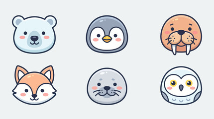 Cute arctic animal faces collection © Leomord