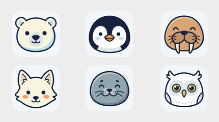 Cute arctic animal faces collection © Leomord