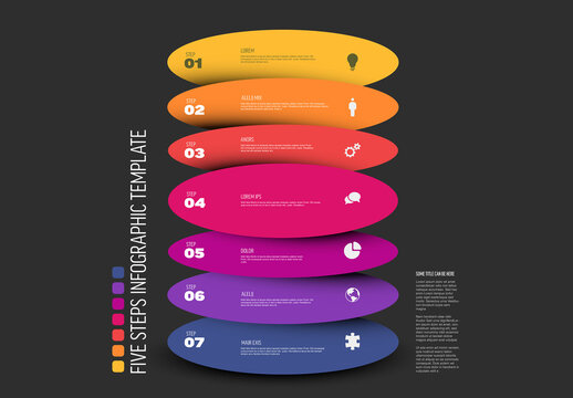 Colorful Seven Steps Horizontal Infographic Template Diagram