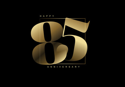 Luxurious Happy 85th (editable) Anniversary Gold Graphic on Black Background