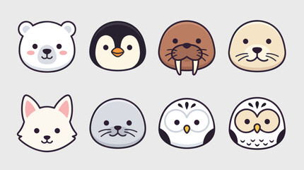 Cute arctic animal faces collection © Leomord