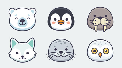Cute arctic animal faces collection © Leomord