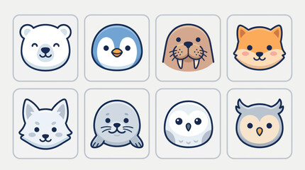 Cute arctic animal faces collection © Leomord
