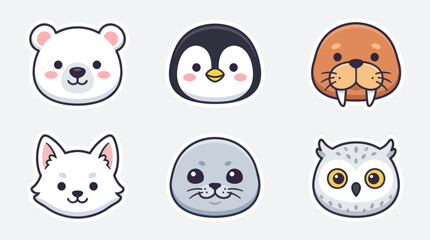 Cute arctic animal faces collection © Leomord