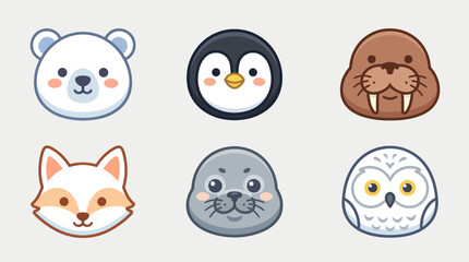 Cute arctic animal faces collection © Leomord
