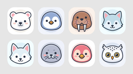 Cute arctic animal faces collection © Leomord